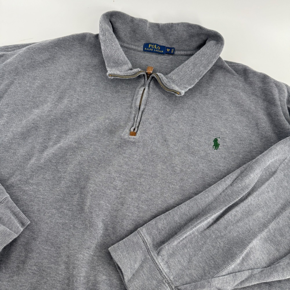 Polo Ralph Lauren Mens 4XB Big Gray Quarter Zip Pullover Sweater Pony Logo 1603